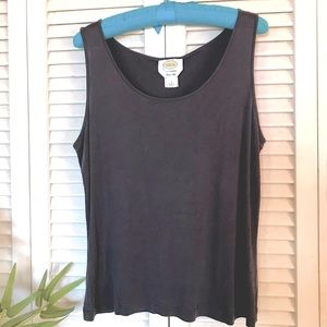 Talbots 100% silk charmeuse grey tank top L